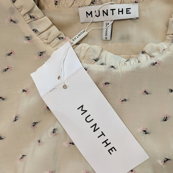 MUNTHE Curtis Floral Midi Dress Cream Pink Embroidered NWT - Picture 6 of 8